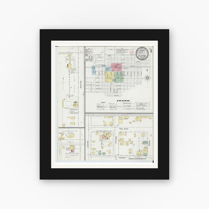 Old map wall art mockup — black gallery frame with white mat — Sanborn Fire Insurance Map from Saint Johns, Clinton County, Michigan (1895) - Complete Map Set