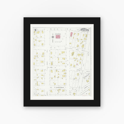 Old map wall art mockup — black gallery frame with white mat — Sanborn Fire Insurance Map from Granite Falls, Yellow Medicine And Chippewa Counties, Minnesota (1930), Sheet #0005