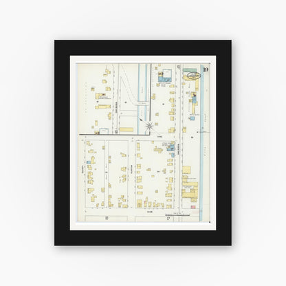 Old map wall art mockup — black gallery frame with white mat — Sanborn Fire Insurance Map from Lockport, Niagara County, New York (1898), Sheet #0019