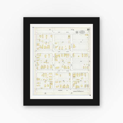 Old map wall art mockup — black gallery frame with white mat — Sanborn Fire Insurance Map from Ashland, Ashland County, Wisconsin (1901), Sheet #0018