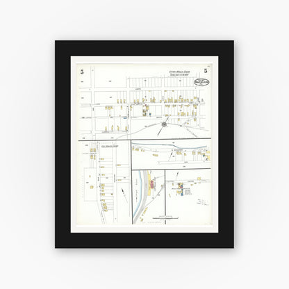 Old map wall art mockup — black gallery frame with white mat — Sanborn Fire Insurance Map from Mauch Chunk, Carbon County, Pennsylvania (1923), Sheet #0005