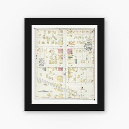 Old map wall art mockup — black gallery frame with white mat — Sanborn Fire Insurance Map from Clare, Clare County, Michigan (1893) - Complete Map Set