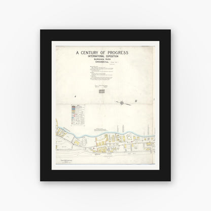 Old map wall art mockup — black gallery frame with white mat — Sanborn Fire Insurance Map from Chicago, Cook County, Illinois (Unknown), Sheet #0003