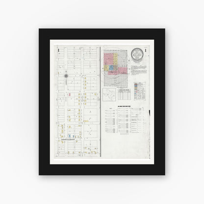 Old map wall art mockup — black gallery frame with white mat — Sanborn Fire Insurance Map from Big Lake, Reagan County, Texas (1949), Sheet #0001