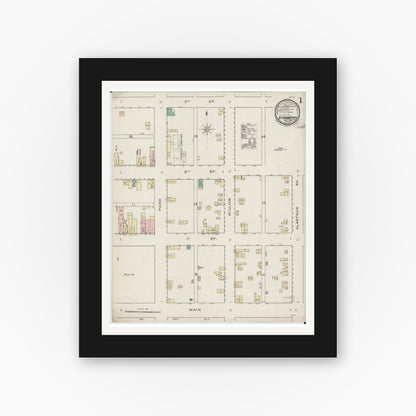 Old map wall art mockup — black gallery frame with white mat — Sanborn Fire Insurance Map from Stanberry, Gentry County, Missouri (1886) - Complete Map Set