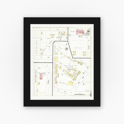 Old map wall art mockup — black gallery frame with white mat — Sanborn Fire Insurance Map from Clinton, Clinton County, Iowa (1902), Sheet #0032