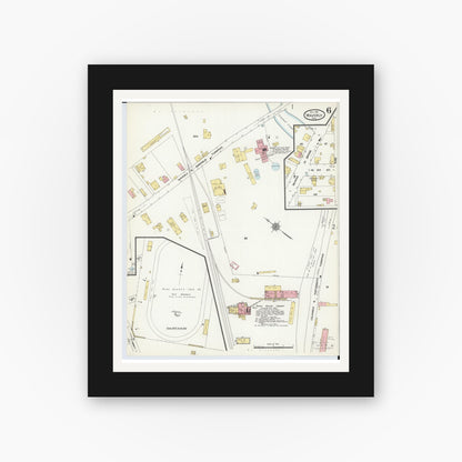 Old map wall art mockup — black gallery frame with white mat — Sanborn Fire Insurance Map from Waverly, Pike County, Ohio (1911), Sheet #0006