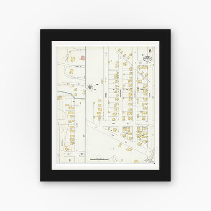 Old map wall art mockup — black gallery frame with white mat — Sanborn Fire Insurance Map from Franklin, Venango County, Pennsylvania (1906), Sheet #0008