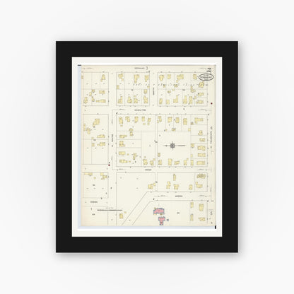 Old map wall art mockup — black gallery frame with white mat — Sanborn Fire Insurance Map from Dowagiac, Cass County, Michigan (1913), Sheet #0002