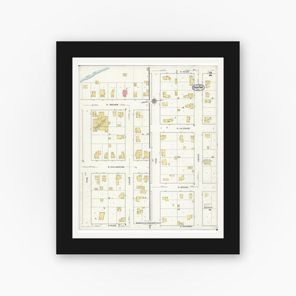 Old map wall art mockup — black gallery frame with white mat — Sanborn Fire Insurance Map from Paw Paw, Van Buren County, Michigan (1922), Sheet #0002