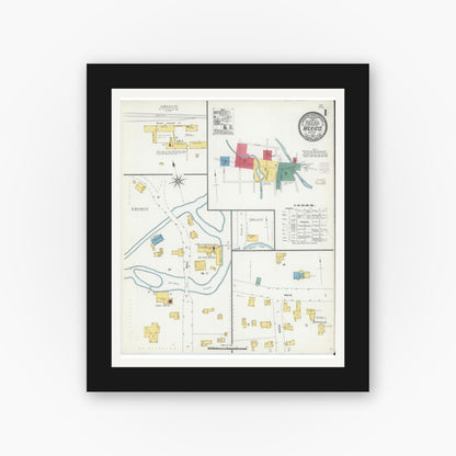 Old map wall art mockup — black gallery frame with white mat — Sanborn Fire Insurance Map from Mexico, Oswego County, New York (1906) - Complete Map Set
