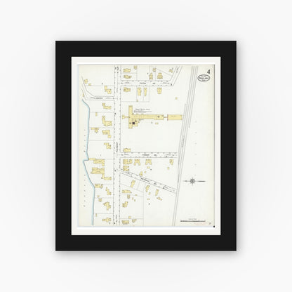 Old map wall art mockup — black gallery frame with white mat — Sanborn Fire Insurance Map from Ashland, Middlesex County, Massachusetts (1912), Sheet #0004