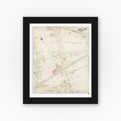 Old map wall art mockup — black gallery frame with white mat — Sanborn Fire Insurance Map from Waterloo, Seneca County, New York (1948), Sheet #0018