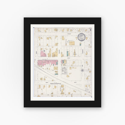 Old map wall art mockup — black gallery frame with white mat — Sanborn Fire Insurance Map from La Belle, Lewis County, Missouri (1899) - Complete Map Set