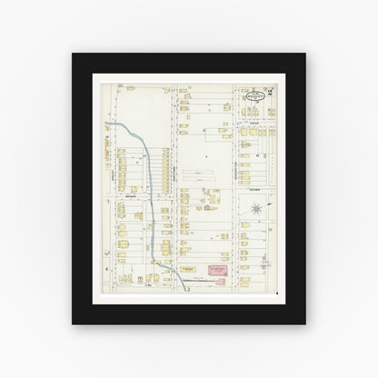 Old map wall art mockup — black gallery frame with white mat — Sanborn Fire Insurance Map from Ashley, Luzerne County, Pennsylvania (1896), Sheet #0002