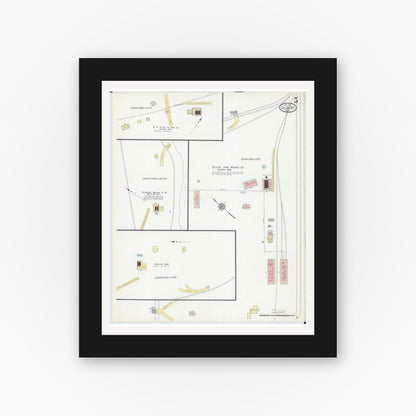 Old map wall art mockup — black gallery frame with white mat — Sanborn Fire Insurance Map from Gilbert, Saint Louis County, Minnesota (1912), Sheet #0005