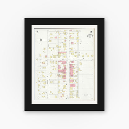 Old map wall art mockup — black gallery frame with white mat — Sanborn Fire Insurance Map from Dalton, Wayne County, Ohio (1929), Sheet #0002