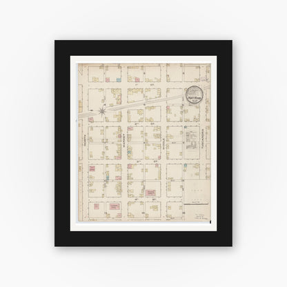 Old map wall art mockup — black gallery frame with white mat — Sanborn Fire Insurance Map from Port Royal, Juniata County, Pennsylvania (1885), Sheet #0001