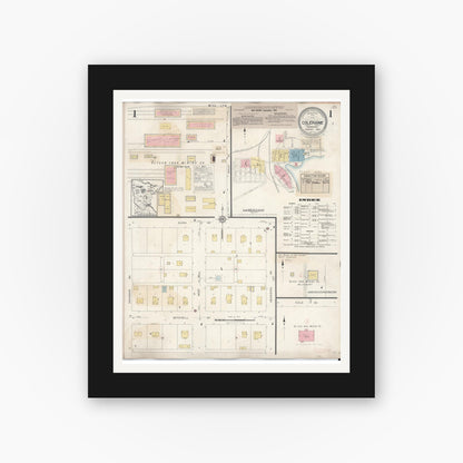 Old map wall art mockup — black gallery frame with white mat — Sanborn Fire Insurance Map from Coleraine, Itasca County, Minnesota (1944) - Complete Map Set