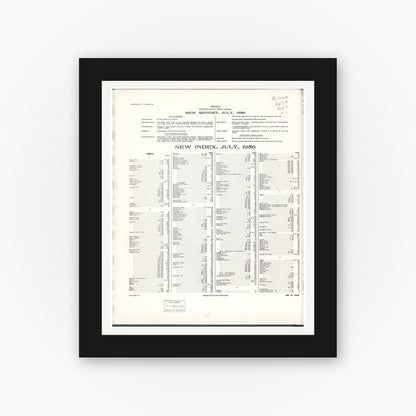 Old map wall art mockup — black gallery frame with white mat — Sanborn Fire Insurance Map from Asheville, Buncombe County, North Carolina (1957) - Complete Map Set