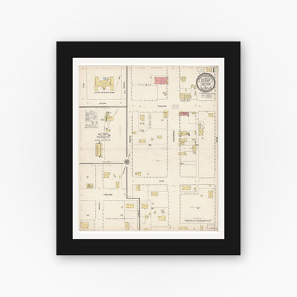 Old map wall art mockup — black gallery frame with white mat — Sanborn Fire Insurance Map from Sutter, Sutter County, California (1914) - Complete Map Set