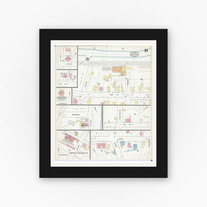 Old map wall art mockup — black gallery frame with white mat — Sanborn Fire Insurance Map from Galena, Jo Daviess County, Illinois (1912), Sheet #0010