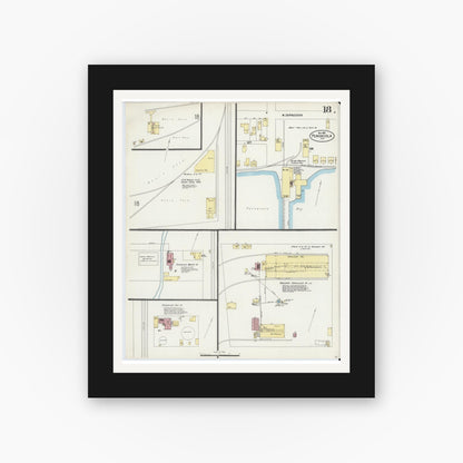 Old map wall art mockup — black gallery frame with white mat — Sanborn Fire Insurance Map from Pensacola, Escambia County, Florida (1897), Sheet #0018