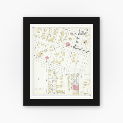Old map wall art mockup — black gallery frame with white mat — Sanborn Fire Insurance Map from Benton Harbor, Berrien County, Michigan (1911), Sheet #0007