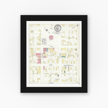 Old map wall art mockup — black gallery frame with white mat — Sanborn Fire Insurance Map from Carlisle, Sullivan County, Indiana (1910) - Complete Map Set