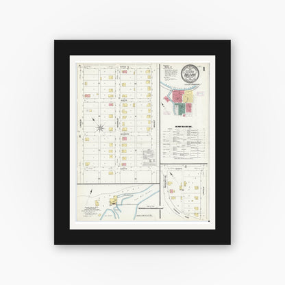 Old map wall art mockup — black gallery frame with white mat — Sanborn Fire Insurance Map from Bolivar, Westmoreland County, Pennsylvania (1909) - Complete Map Set