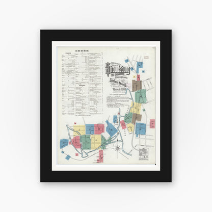 Old map wall art mockup — black gallery frame with white mat — Sanborn Fire Insurance Map from Stroudsburg, Monroe County, Pennsylvania (1905), Sheet #0001