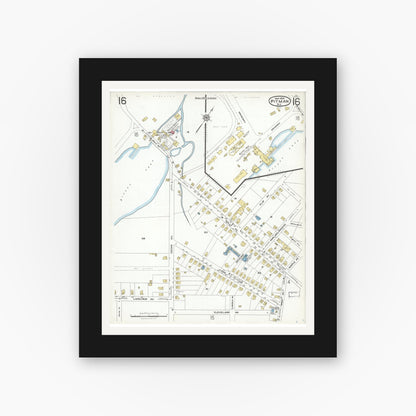 Old map wall art mockup — black gallery frame with white mat — Sanborn Fire Insurance Map from Pitman, Gloucester County, New Jersey (1923), Sheet #0016