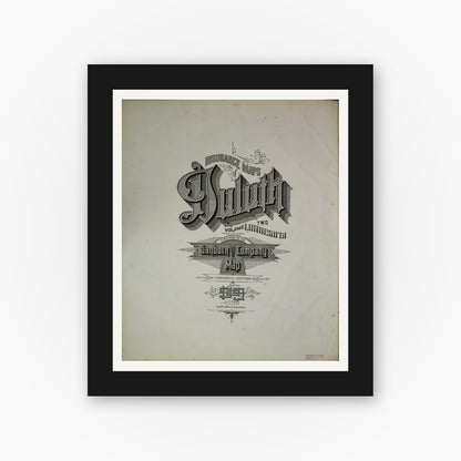 Old map wall art mockup — black gallery frame with white mat — Sanborn Fire Insurance Map from Duluth, Saint Louis County, Minnesota (1909), Sheet #0001
