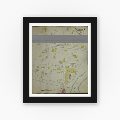 Old map wall art mockup — black gallery frame with white mat — Sanborn Fire Insurance Map from East Pepperell, Middlesex County, Massachusetts (1953), Sheet #0003