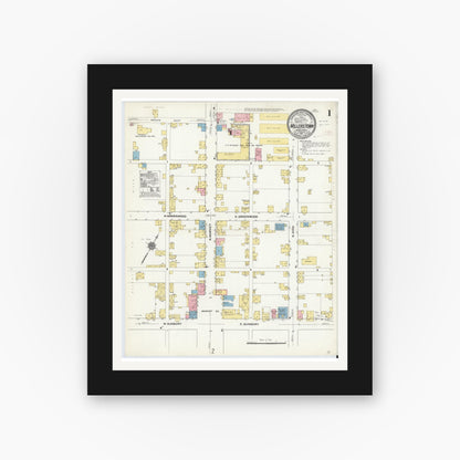 Old map wall art mockup — black gallery frame with white mat — Sanborn Fire Insurance Map from Millerstown, Perry County, Pennsylvania (1911) - Complete Map Set