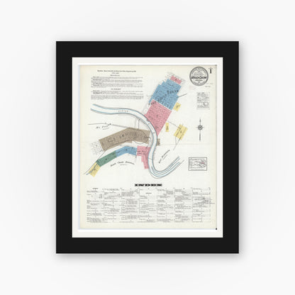 Old map wall art mockup — black gallery frame with white mat — Sanborn Fire Insurance Map from Mauch Chunk, Carbon County, Pennsylvania (1915) - Complete Map Set