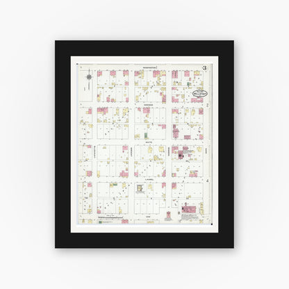 Old map wall art mockup — black gallery frame with white mat — Sanborn Fire Insurance Map from Millstadt, Saint Clair County, Illinois (1910), Sheet #0003