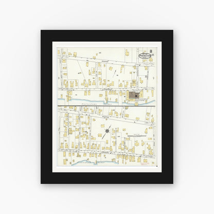 Old map wall art mockup — black gallery frame with white mat — Sanborn Fire Insurance Map from Provincetown, Barnstable County, Massachusetts (1919), Sheet #0008