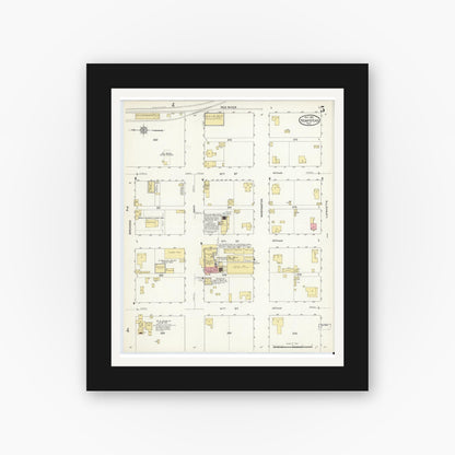 Old map wall art mockup — black gallery frame with white mat — Sanborn Fire Insurance Map from Hempstead, Waller County, Texas (1912), Sheet #0005