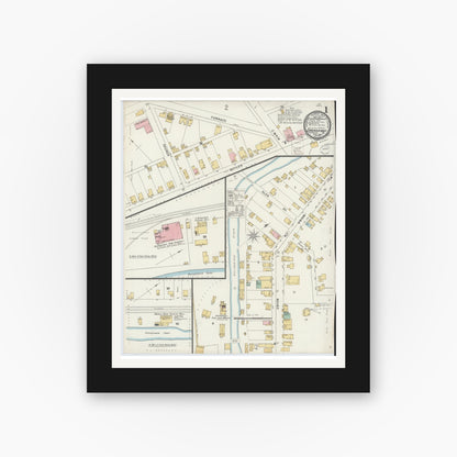 Old map wall art mockup — black gallery frame with white mat — Sanborn Fire Insurance Map from Shickshinny, Luzerne County, Pennsylvania (1896) - Complete Map Set