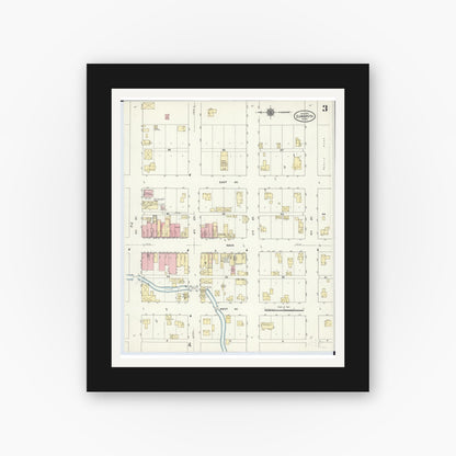 Old map wall art mockup — black gallery frame with white mat — Sanborn Fire Insurance Map from Zumbrota, Goodhue County, Minnesota (1910), Sheet #0003