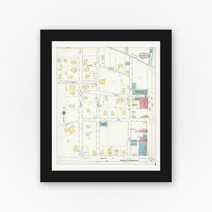 Old map wall art mockup — black gallery frame with white mat — Sanborn Fire Insurance Map from Bradentown, Manatee County, Florida (1911), Sheet #0002