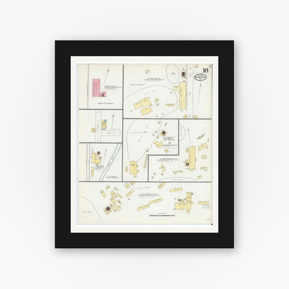 Old map wall art mockup — black gallery frame with white mat — Sanborn Fire Insurance Map from Bangor, Northampton County, Pennsylvania (1904), Sheet #0010