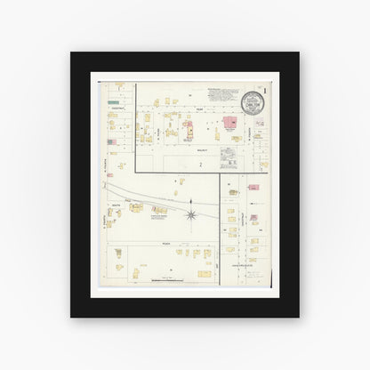 Old map wall art mockup — black gallery frame with white mat — Sanborn Fire Insurance Map from Carlton, Carlton County, Minnesota (1908) - Complete Map Set