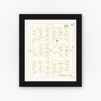 Old map wall art mockup — black gallery frame with white mat — Sanborn Fire Insurance Map from Boone, Boone County, Iowa (1909), Sheet #0015
