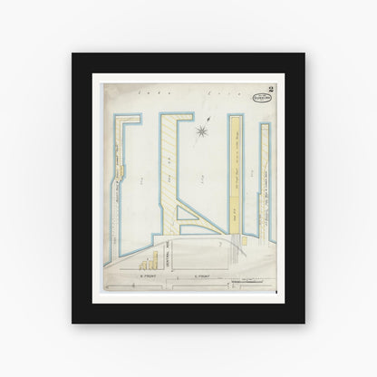 Old map wall art mockup — black gallery frame with white mat — Sanborn Fire Insurance Map from Dunkirk, Chautauqua County, New York (1893) - Complete Map Set
