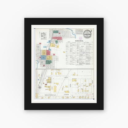 Old map wall art mockup — black gallery frame with white mat — Sanborn Fire Insurance Map from Iron Mountain, Dickinson County, Michigan (1904) - Complete Map Set