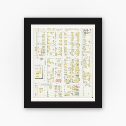 Old map wall art mockup — black gallery frame with white mat — Sanborn Fire Insurance Map from Lansford, Carbon County, Pennsylvania (1902), Sheet #0003