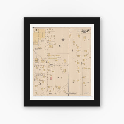 Old map wall art mockup — black gallery frame with white mat — Sanborn Fire Insurance Map from Georgetown, Brown County, Ohio (1922), Sheet #0003