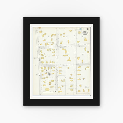 Old map wall art mockup — black gallery frame with white mat — Sanborn Fire Insurance Map from Stoughton, Norfolk County, Massachusetts (1906), Sheet #0008
